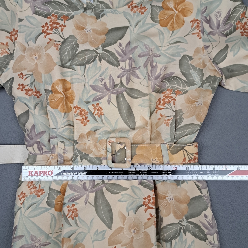 Vintage Silk Dress Womens 6P Floral Print Neutral Tones Barrie Pace Prarie Wife‎ - Picture 5 of 14